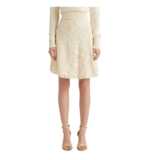 Lauren Ralph Lauren Patchwork Lace Skirt - Mascarpone Cream size 4