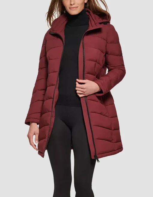 Calvin Klein Women's Hooded Packable Puffer Coat, Created Oxblood size S - Image 3