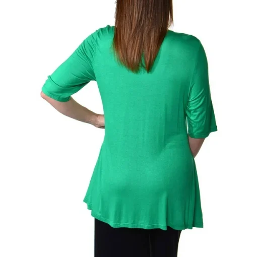 24seven Comfort Apparel Plus Size Tunic Top - Grass green 2X - Image 2