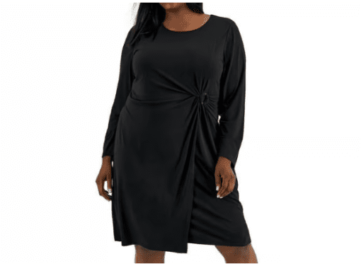 Calvin Klein Plus Size Faux-Wrap Dress - Black 1X