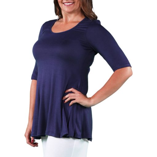 24seven Comfort Apparel Plus Size Tunic Top - Navy purple 2X - Image 3