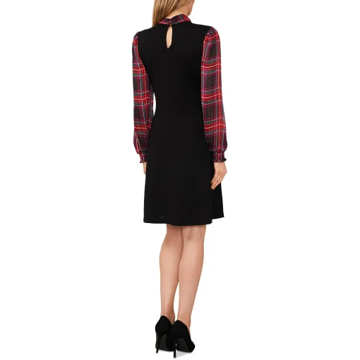 CeCe Black Plaid Sleeve Dress - XL - Women's Cocktail Dress