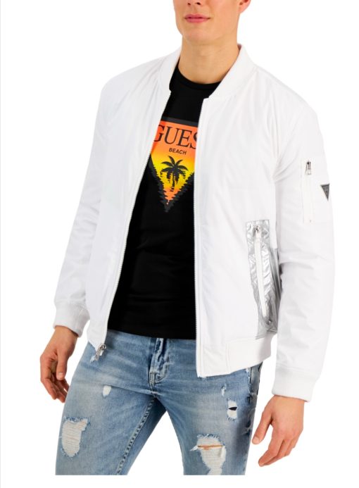 Guess Men's Bomber Jacket with Reflective Logo Detailing size s