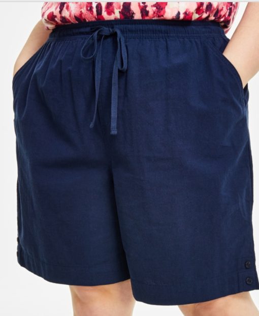 Karen Scott Plus Navy Cotton Shorts Plus Size 3X - Women's Shorts