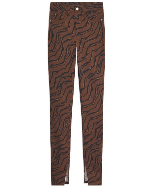 WEWOREWHAT Tiger Piped Stiletto Slit Denim Jean - 31 Brown