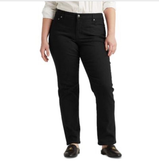 Lauren Ralph Lauren Plus-Size Mid-Rise Straight Jean - Black20W