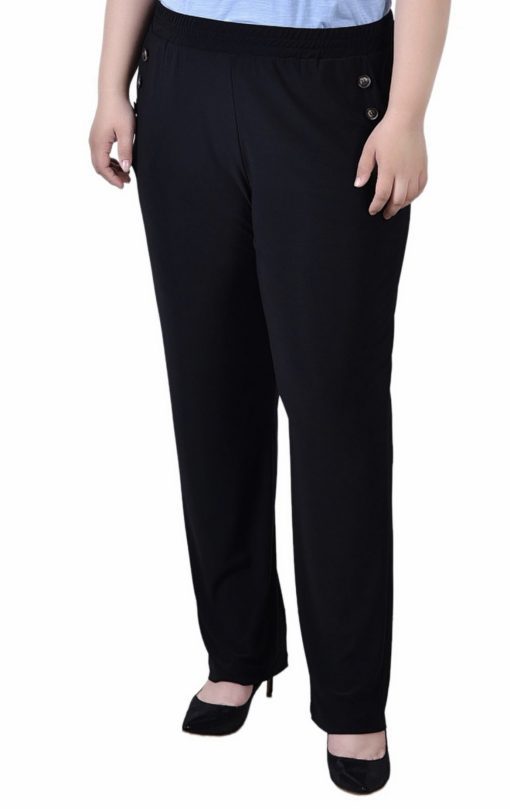 NY Collection Plus Black Pull On Pants 3X - Women's Trousers