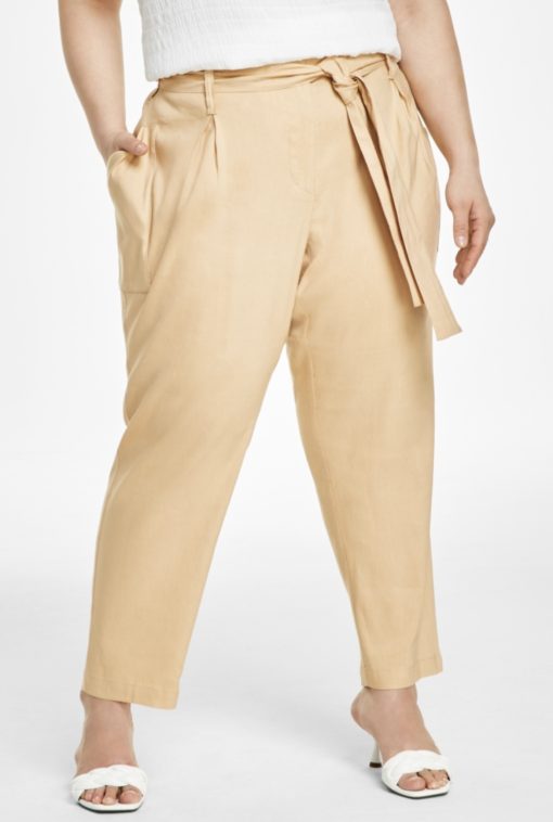 Calvin Klein Plus Khaki Linen Pants 20W - Women's Trousers