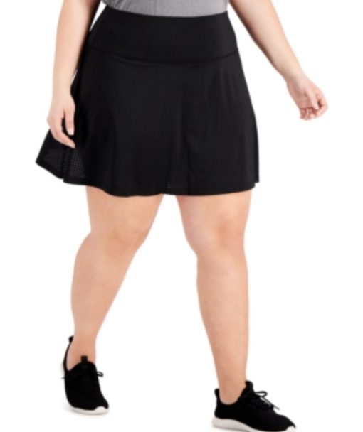 Ideology Plus Black Perforated Skort - Plus Size Activewear