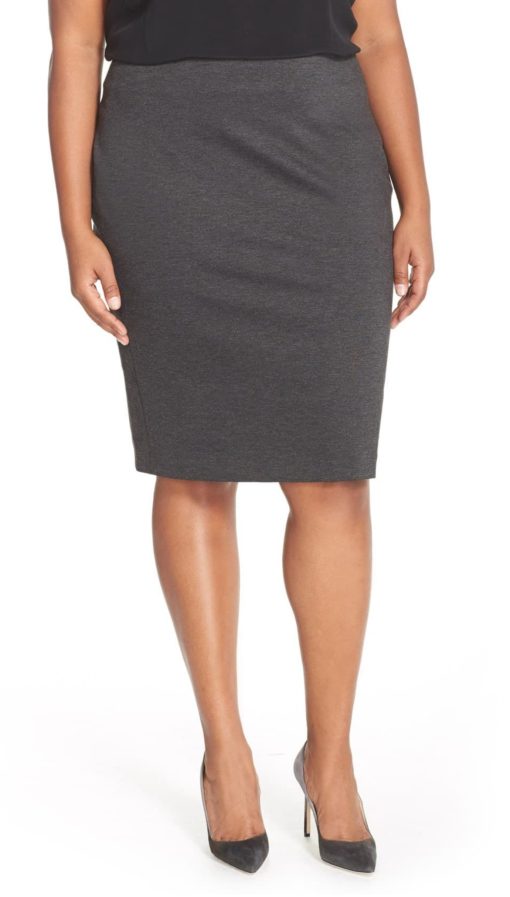 VINCE CAMUTO Womens Gray Heather Knee Length Wear to Work Pencil Skirt Plus 1X