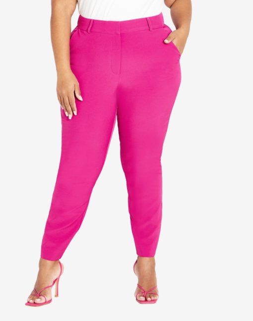 City Chic Sabine Pants - Pop Pink Size 12 - Women's Trousers