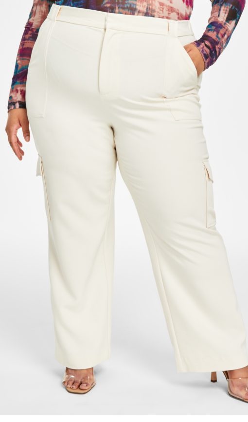 Nina Parker Plus Ivory Cargo Pants - Plus Size 24W - Women's Trousers