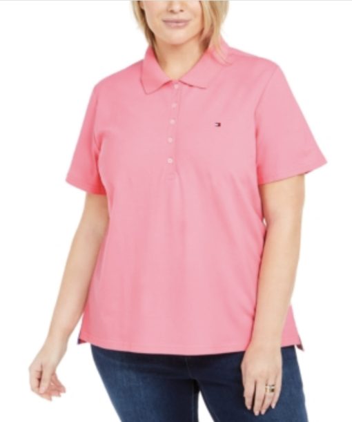 Tommy Hilfiger Plus Size Short-Sleeve Polo Shirt - Peony 2XL