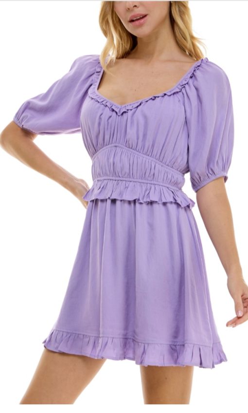 Juniors Trixxi Serendipity Puff Sleeve Ruffle a-Line Dress 4