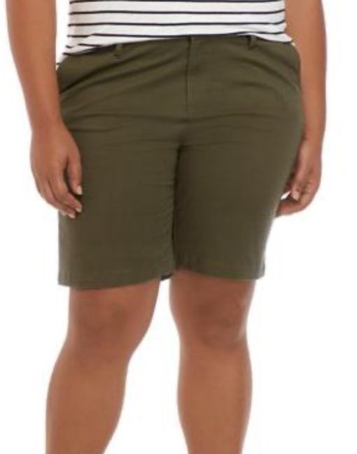 Tommy Hilfiger Plus Olive Shorts 24W - Women's Bermuda Shorts