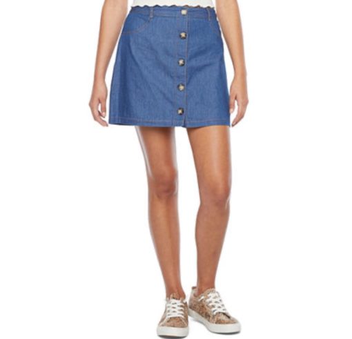 By&by Womens High Rise Denim Skirt-Juniors, 11 , Blue