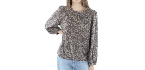 riley&rea Womens Animal Print Waffle Pullover Sweater S