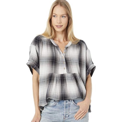 Lucky Brand Plaid Popover Top woman S