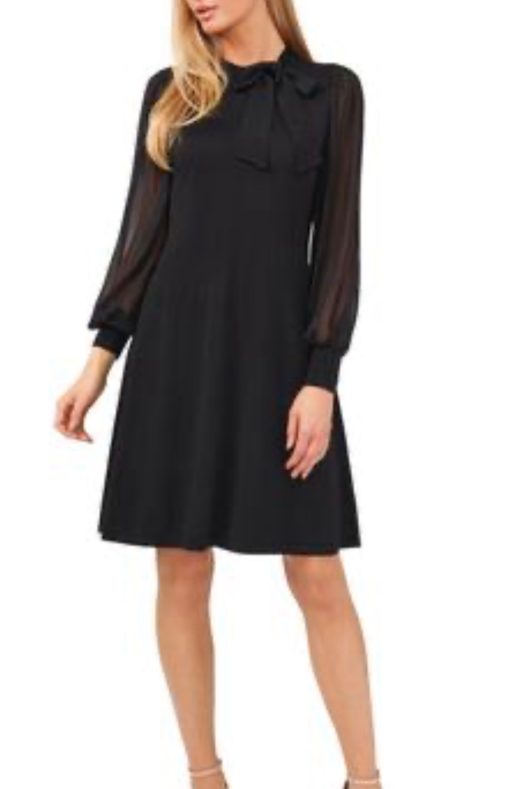 CeCe a-Line Bow-Neck Sweater Dress S