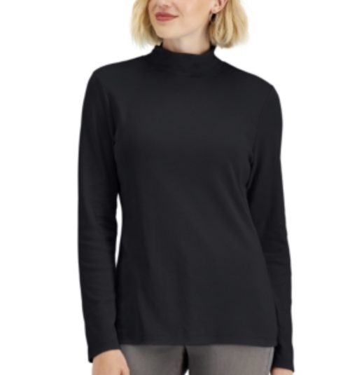 Karen Scott Mock-Neck Top, black S