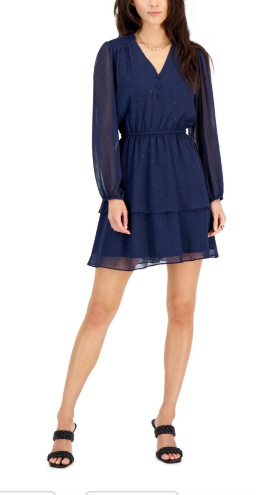 INC Petite Tiered a-Line Dress, Created - Indigo Sea PS