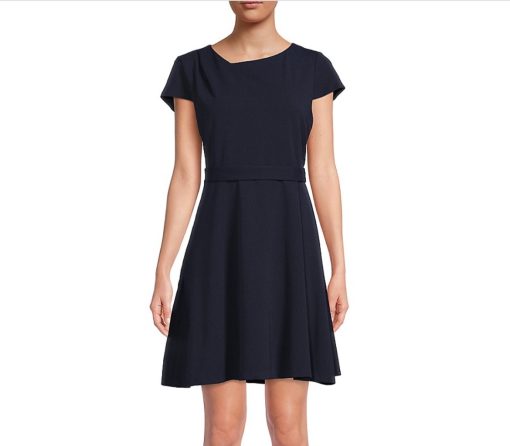 DKNY Womens Formal Knee Fit & Flare Dress BLUE 14