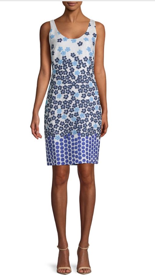 Karl Lagerfeld Paris Women's Mixed-Print Jacquard Sheath Dress - Periwinkle, Size 4