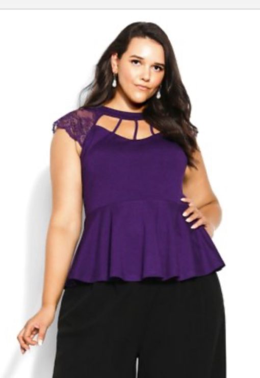 City chic TOP LAYLA - Petunia - 24 XXL