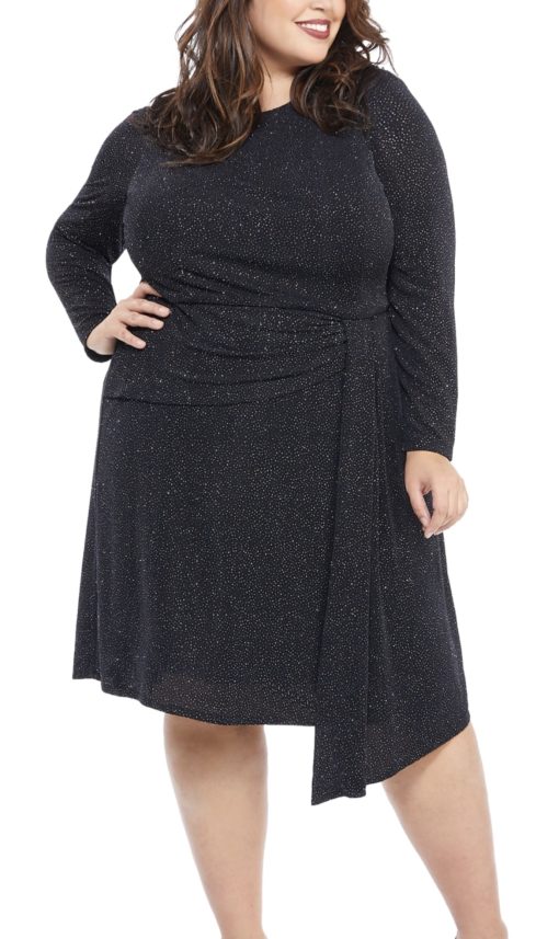 London Times Plus Black Glitter Dress 18W - Plus Size Cocktail Dress