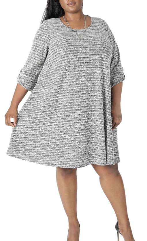 SINGATURE Womens Textured Knit Shift Dress Size 1X