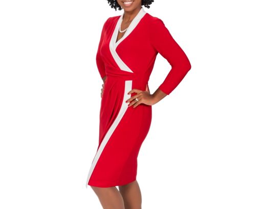 KASPER Womens Colorblock MIDI Wrap Dress red XXL