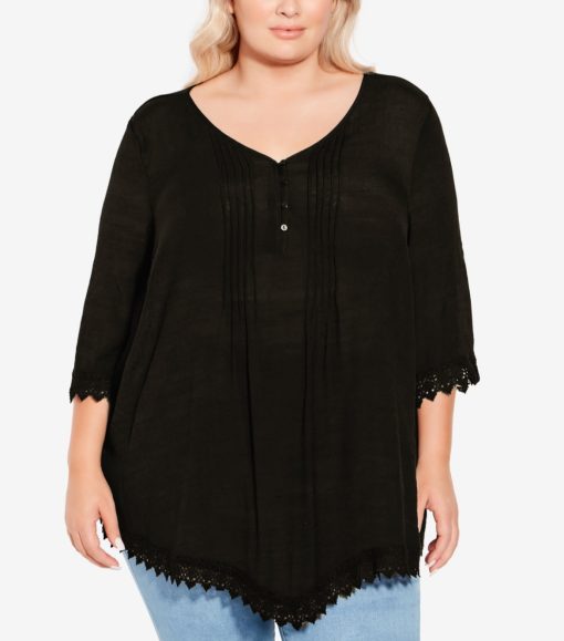 TOP ELLIE PTUCK LACE - Black - 26-28