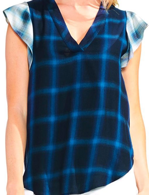 Vince Camuto Womens Mixed Media Plaid B size S