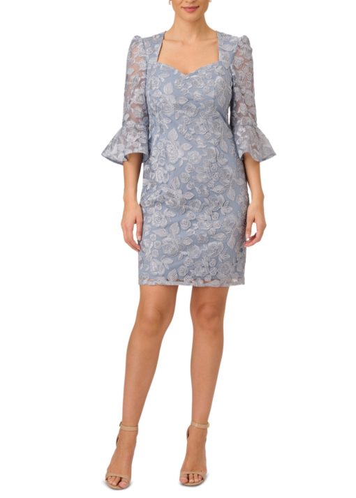 Adrianna Papell Blue Embroidered Sheath Dress - Size 2 - Cocktail Dress