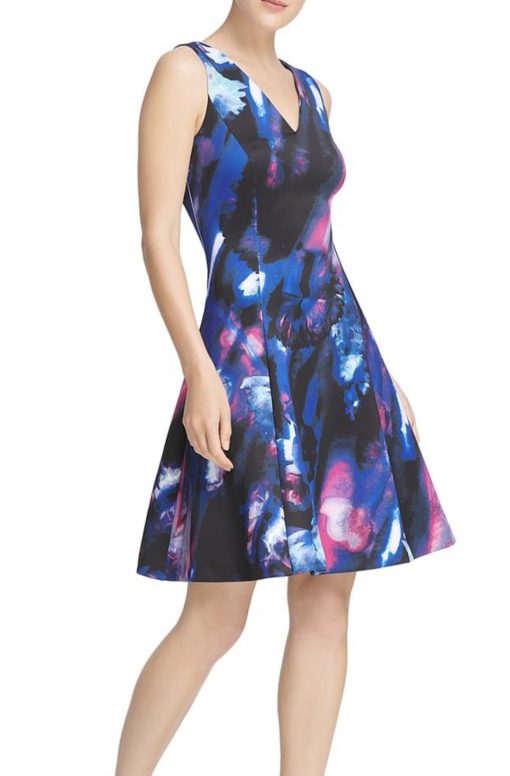 Donna Karan Womens Printed V-Neck Cocktail Dress Size 2