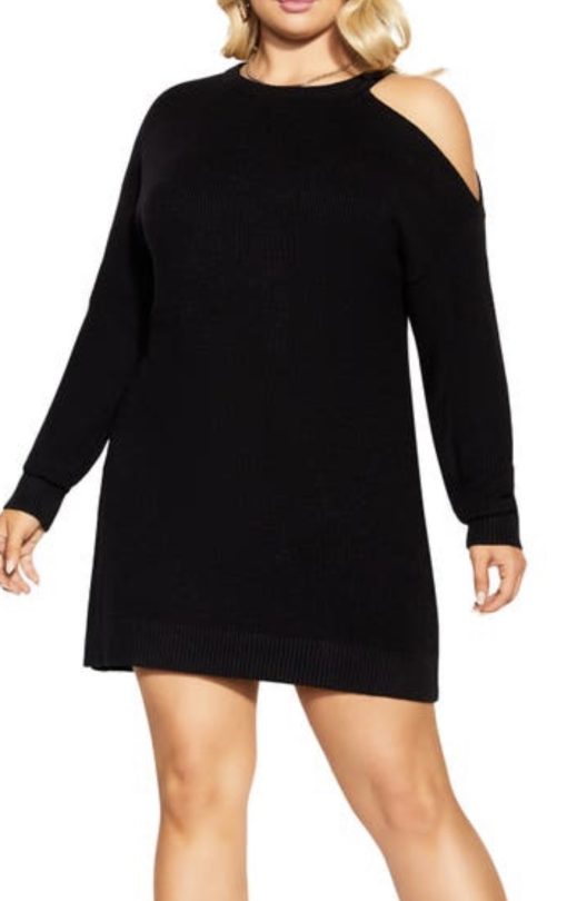 City Chic DRESS AMALIA KNIT - Black - 16