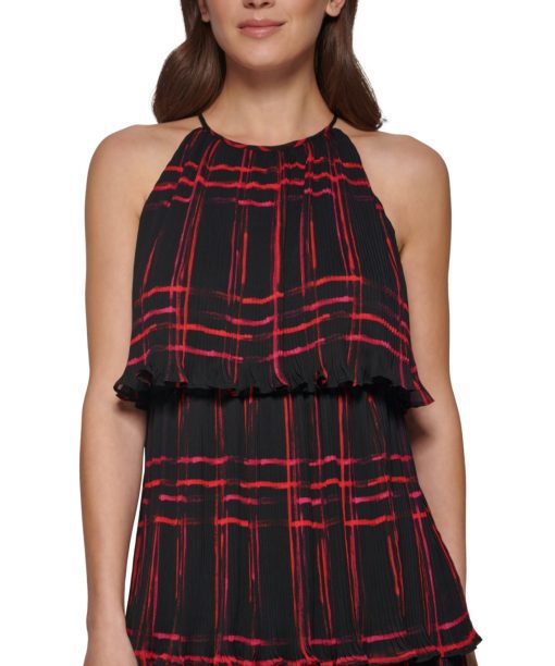 DKNY Womens Printed Ruffle MIDI Dress - Image 3