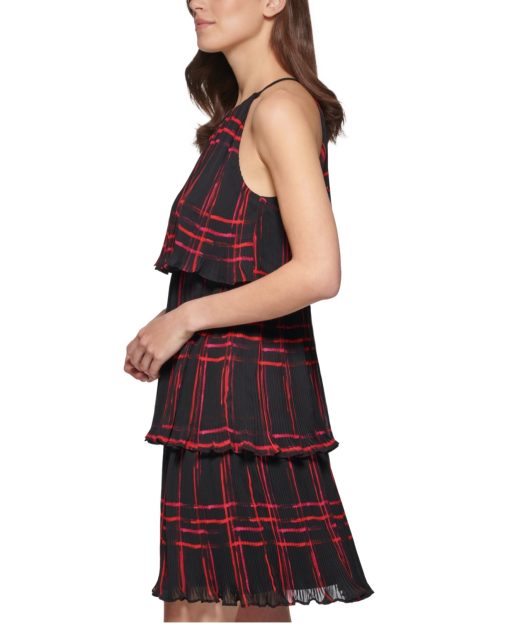 DKNY Womens Printed Ruffle MIDI Dress - Image 2