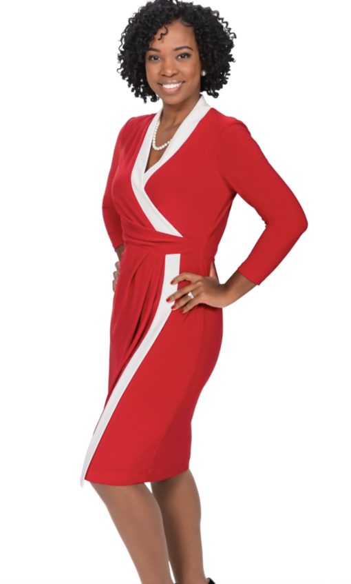 Kasper Womens Colorblock MIDI Wrap Dress Size S