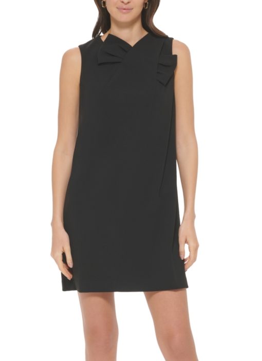 Calvin Klein Women's Bow-Neck Scuba Crepe Swing Dress black 6