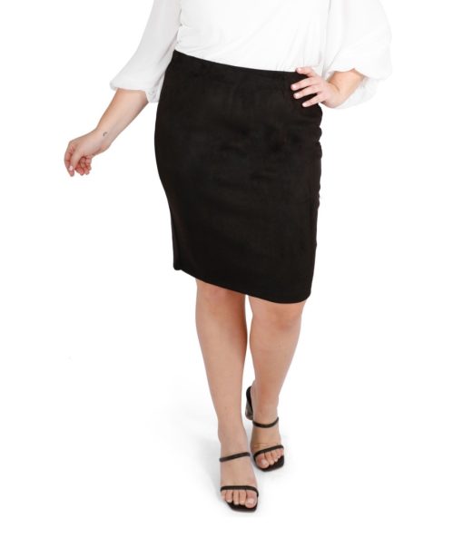 Maree Pour Toi Women's Plus Faux Suede Pencil Skirt - Black - Size 18