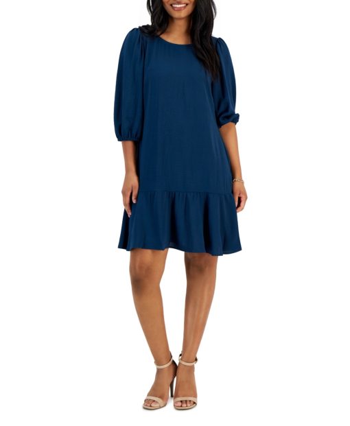 Connected Apparel Petites Womens Puff Sleeve Mini Sheath Dress size 4P