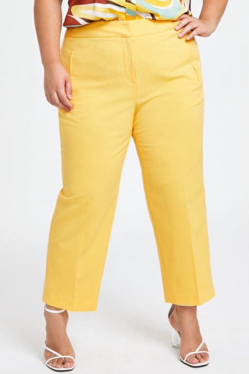 Bar III Plus Size Yellow Straight Leg Pants - 14W - Women's Trousers