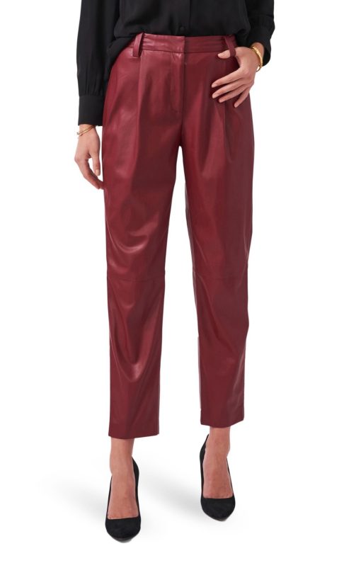 Vince Camuto Straight Leg Faux Leather Pants in Earth Red, Size 14