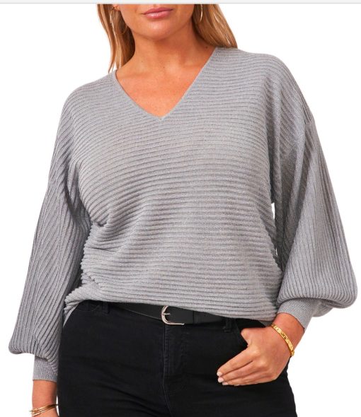 1.STATE Drop Shoulder Balloon Sleeve Sweater in Silver Heather at Nordstrom, Size 3X