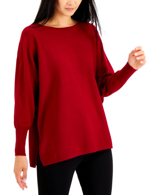 Alfani Women's Boatneck Dolman Sleeve Sweater, Created for Macy's - Red Burgundy size XL