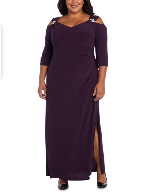 R & M Richards Women's Plus Size Cold Shoulder Party Dress purple 20W