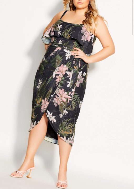 City Chic Trendy Plus Size Bahamas MIDI Dress - Bahamas black 22