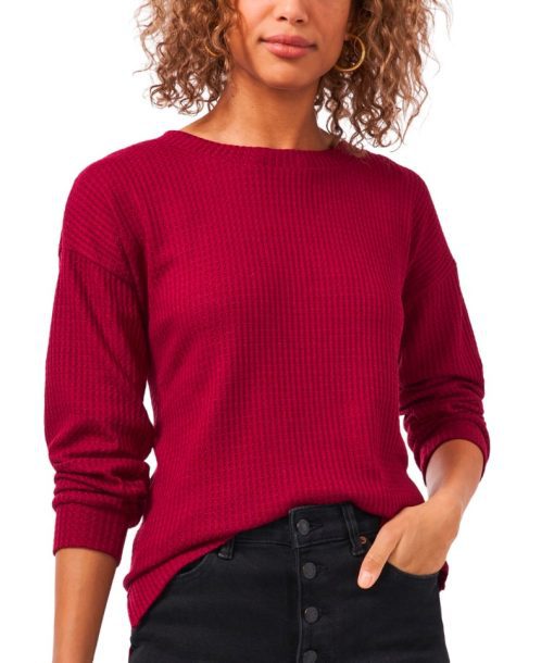 Women's 1.state Back Twist Knit Top, Size Large - Burgundy