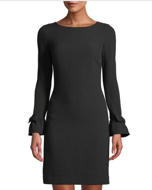 KARL LAGERFELD Bow-Cuff Crepe Sheath Dress BLACK 12